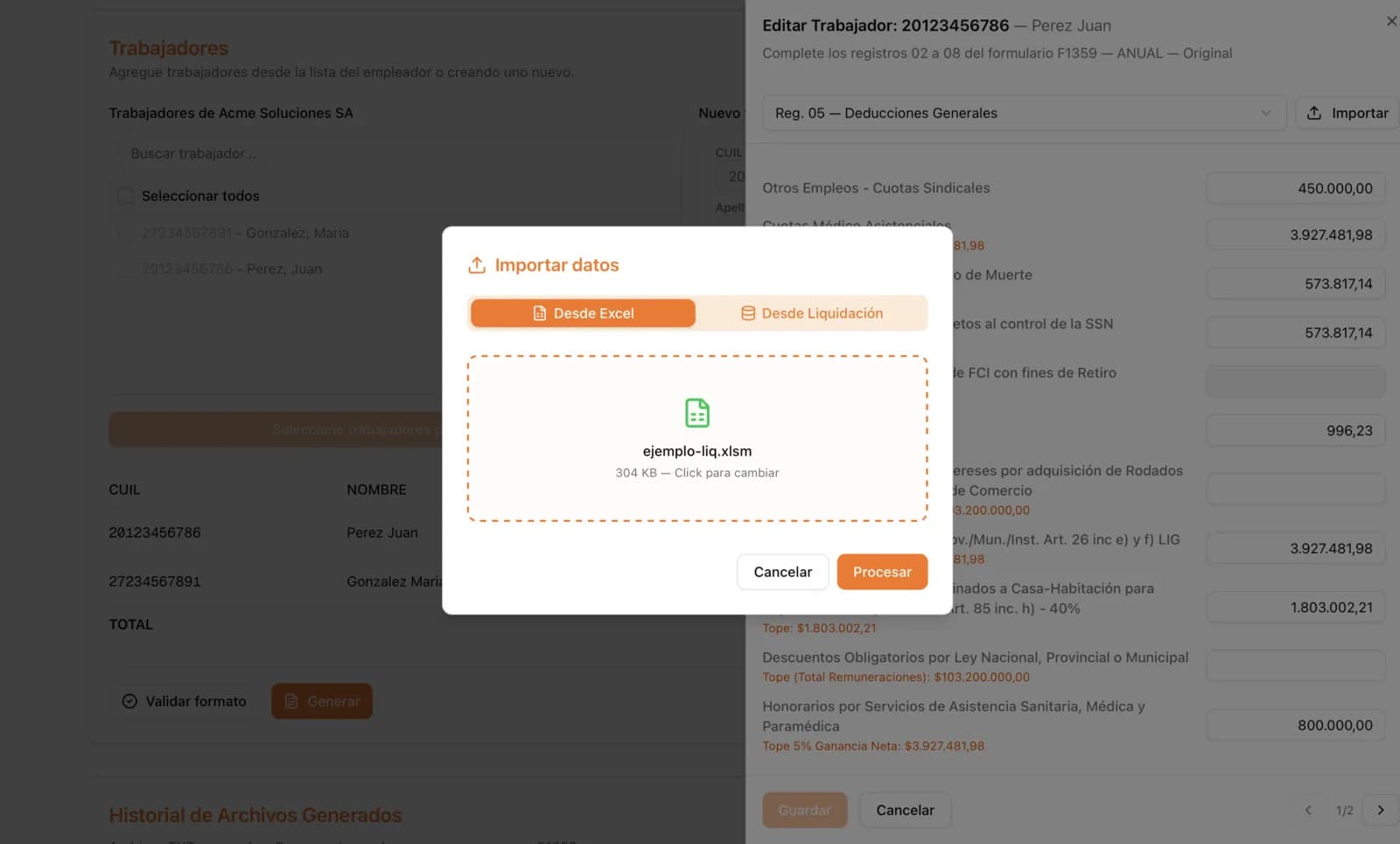 Importación Excel del Blog